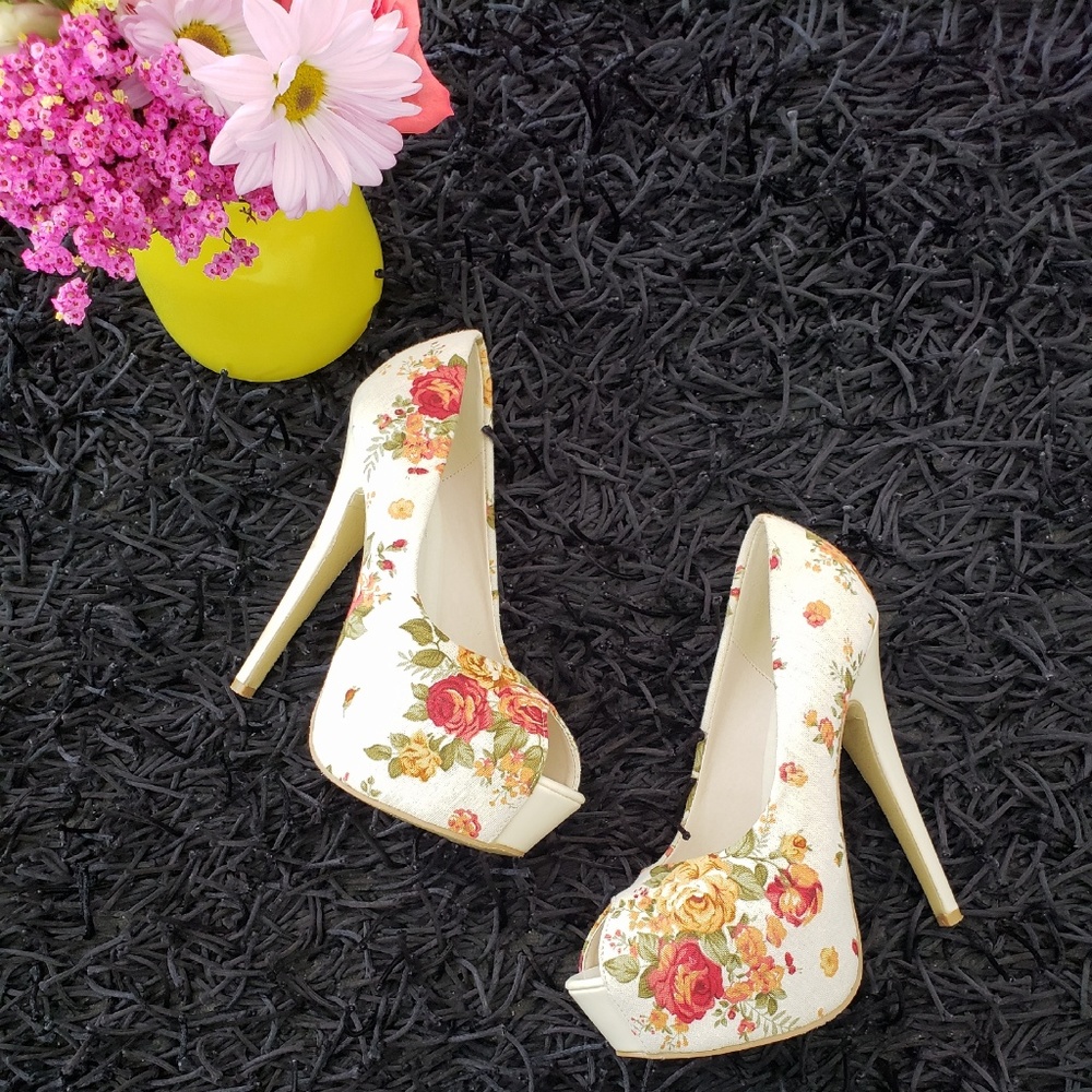Floral Print High Heel Euro Size 38